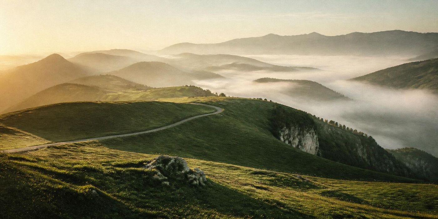 Landschaft der Schwäbischen Alb im Morgenlicht